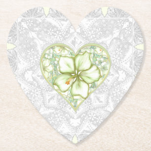 Posavasos De Papel Hibiscus & lace WHITE