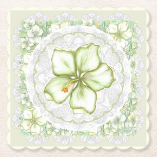 Posavasos De Papel Hibiscus & lace WHITE