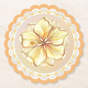 Posavasos De Papel Hibiscus & lace YELLOW