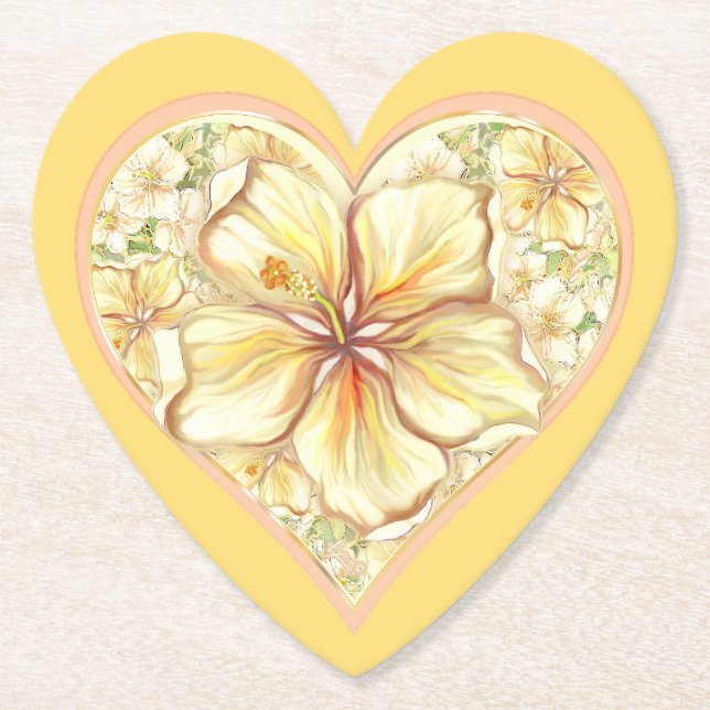 Posavasos De Papel Hibiscus & lace YELLOW (Anverso)