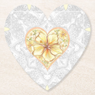Posavasos De Papel Hibiscus & lace YELLOW
