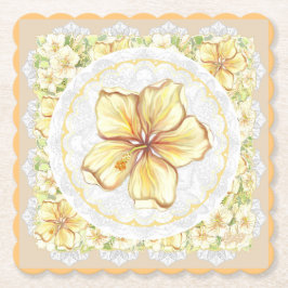 Posavasos De Papel Hibiscus & lace YELLOW