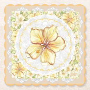 Posavasos De Papel Hibiscus & lace YELLOW