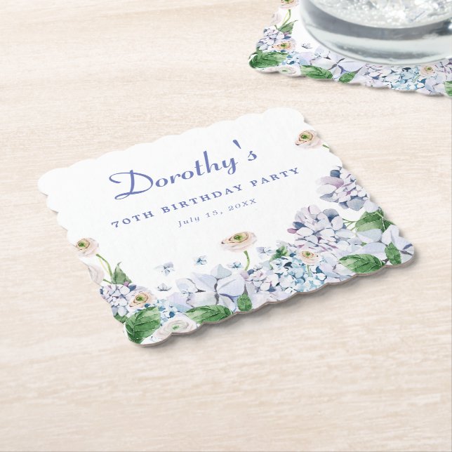 Posavasos De Papel Hidrangea Rosa 70.º Personalizado personalizado de (En perspectiva)