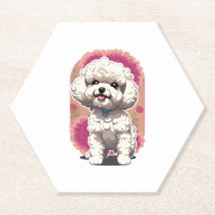 Posavasos De Papel Hilarious Bichon Frise Breed Flowers Pegatina
