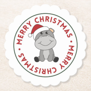 Posavasos De Papel Hippo Feliz Navidad Animales de Invierno Hippos Pa