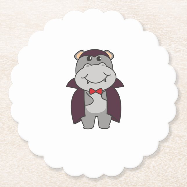 Posavasos De Papel Hippo Halloween Cute Devil Vampire Costume (Anverso)