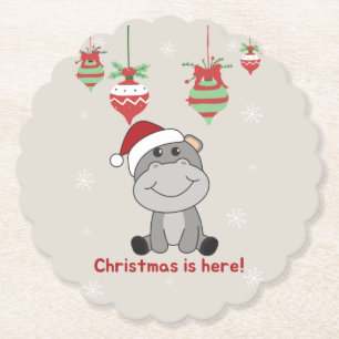 Posavasos De Papel Hippo Merry Christmas Winter Animals Hippos Paper 