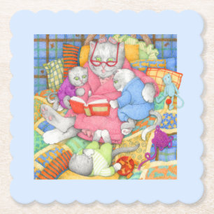 Posavasos De Papel HISTORIA BEDTIME Scallope Astras cuadradas - Azul
