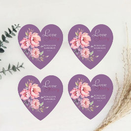 Posavasos De Papel Historia de amor violeta de corazón acuarela Boda