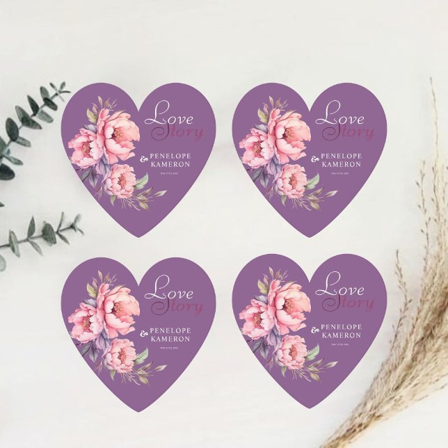 Posavasos De Papel Historia de amor violeta de corazón acuarela Boda  (Subido por el creador)