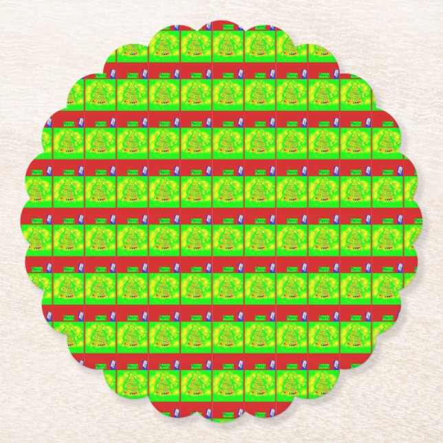 Posavasos De Papel Historia festiva de los Navidades "Merry" (Anverso)