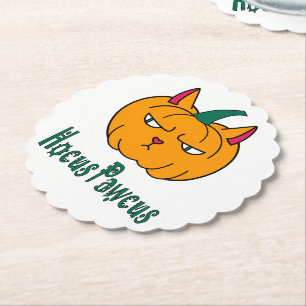 Posavasos De Papel Hocucus pawcus Halloween calabaza ginger cat magia