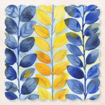 Hojas amarillas y azules