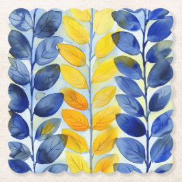 Posavasos De Papel Hojas amarillas y azules