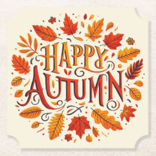Posavasos De Papel hojas clásicas y otoño feliz