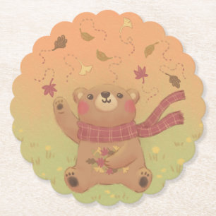 Posavasos De Papel Hojas de otoño de Teddy Bear