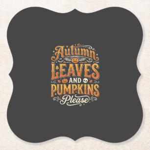 Posavasos De Papel Hojas de Otoño y Calabazas Diseño de Halloween Por