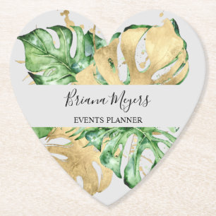 Posavasos De Papel Hojas de Palma Oro Arena Tropical Dorada