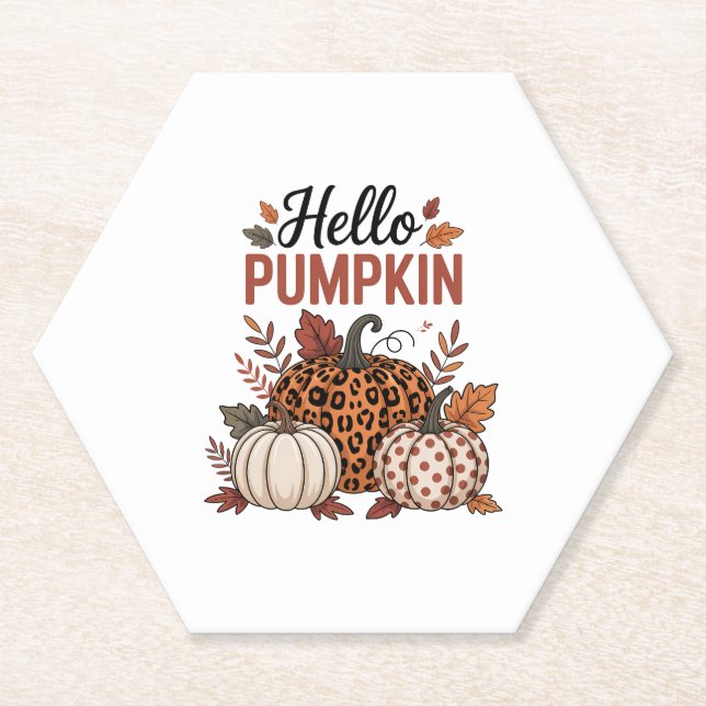 Posavasos De Papel Hola Calabaza otoño (Anverso)