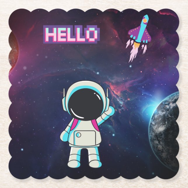Posavasos De Papel Hola desde el espacio. (Anverso)