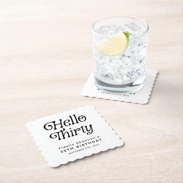 Posavasos De Papel Hola Treinta Retro 30 cumpleaños (In situ)