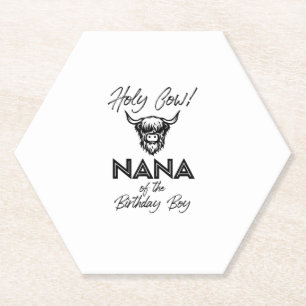 Posavasos De Papel Holly Cow Nana de Birthday Boy Highland Cow 1s