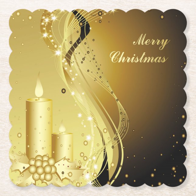 Posavasos De Papel Holly, Navidades de velas en un contexto chispeant (Anverso)