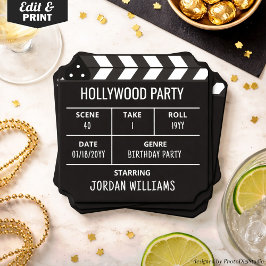 Posavasos De Papel Hollywood Party Coasters, Custom Clapperboard