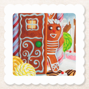 Posavasos De Papel HOMBRE GINGERBREAD Viernes Cuadrados de papel Ataq