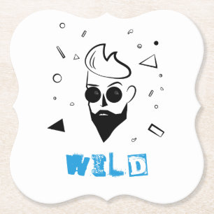 Posavasos De Papel Hombre salvaje - Hombre esbozado en negro, blanco