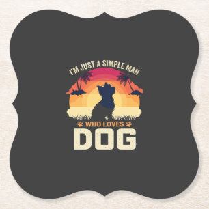 Posavasos De Papel Hombre Simple Que Ama Silueta De Perro Atardecer P