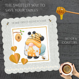 Posavasos De Papel Home Sweet Honeycomb Bee Gnome Coaster Set