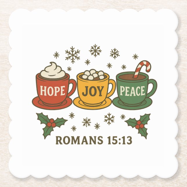 Posavasos De Papel Hope joy Peace and Cocoa (Anverso)