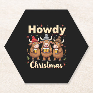 Posavasos De Papel Howdy Christmas Funny Highland Cow Xmas Cows Lover