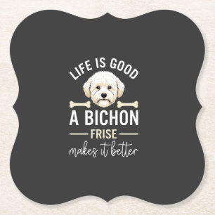Posavasos De Papel Huesos de perro Bichon Frise de pelo blanco Life I