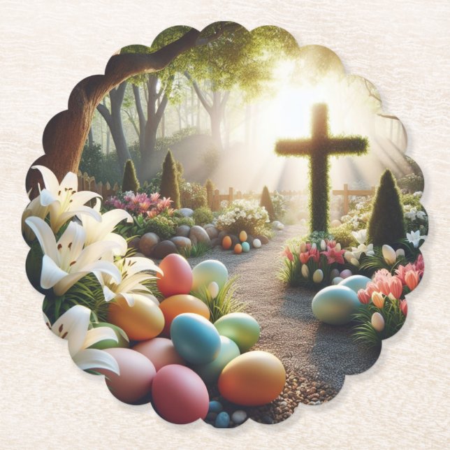 Posavasos De Papel Huevo cruzado/de Pascua/Lilly (Anverso)