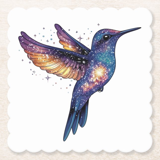 Posavasos De Papel Hummingbird con pájaro de Stary Night Sky (Anverso)
