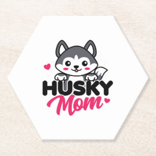 Posavasos De Papel Husky Dog Mom Cute Kawaii Design