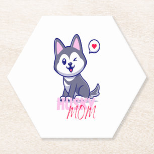 Posavasos De Papel Husky Dog Mom Cute Kawaii Puppy