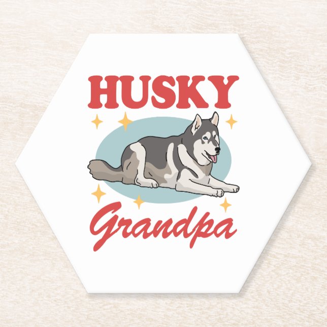 Posavasos De Papel Husky Grandpa Dog Owner Siberian Husky (Anverso)