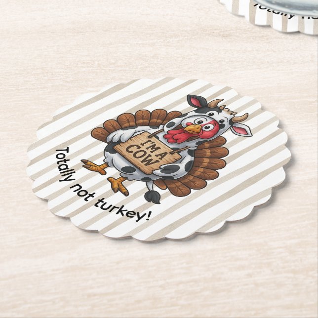 Posavasos De Papel I’m a Cow Turkey | Funny Thanksgiving Disguise (En perspectiva)