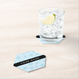 Posavasos De Papel Ice Blue Snowflakes, su nombre, Personalice