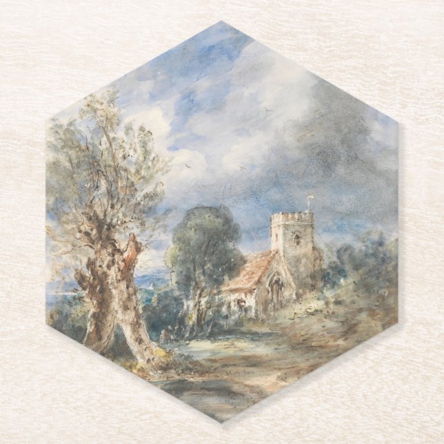Posavasos De Papel Iglesia de Stoke Poges (1834) John Constable (Anverso)