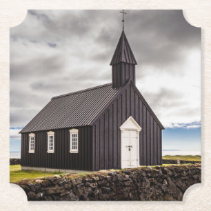 Posavasos De Papel Iglesia Negra De Budir, Islandia
