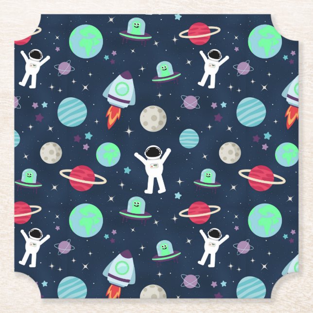 Posavasos De Papel Ilustracion de patrón de espacio (Anverso)