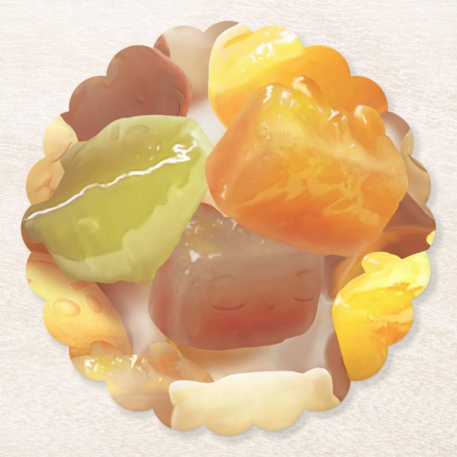 Posavasos De Papel Ilustracion de postres Taro Ball (Anverso)