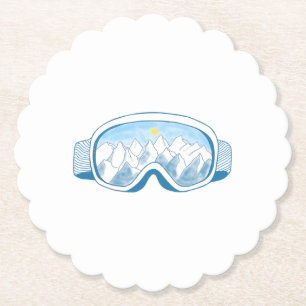 Posavasos De Papel Ilustracion Goggles de Ski Mountain