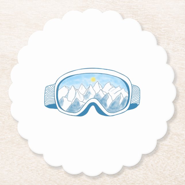 Posavasos De Papel Ilustracion Goggles de Ski Mountain (Anverso)