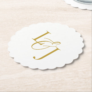 Posavasos De Papel Imitation Gold Couple Iniciales Monograma Boda